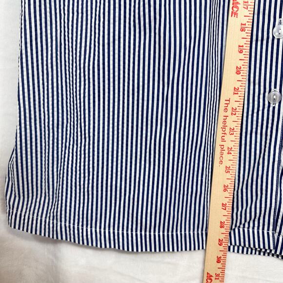 CW Classics Plus 20W Pinstripe Coastal Midi Skirt Blue White Button Summer Twill - Picture 6 of 9